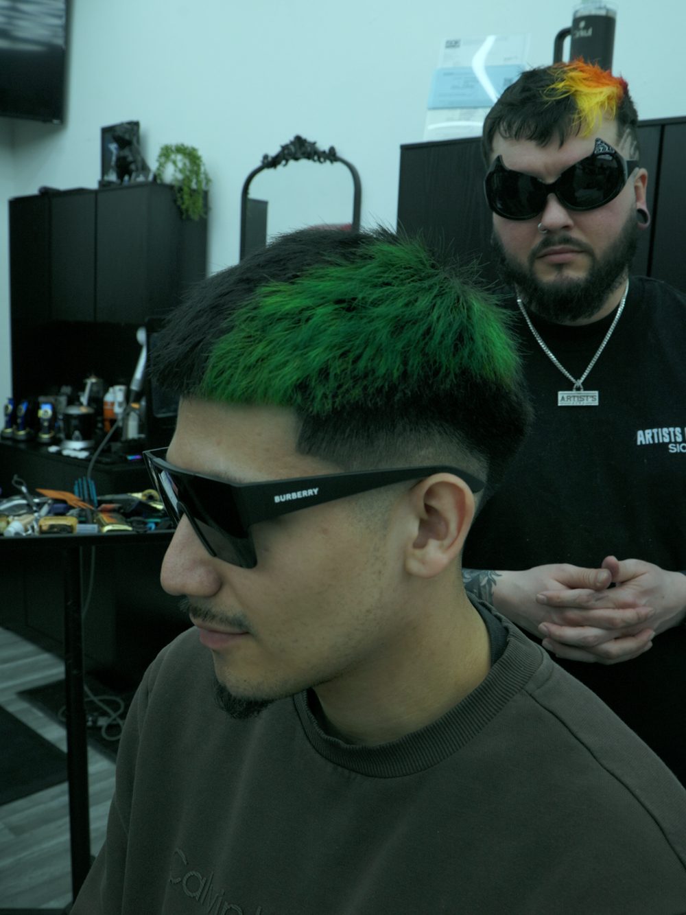Finished green colour work